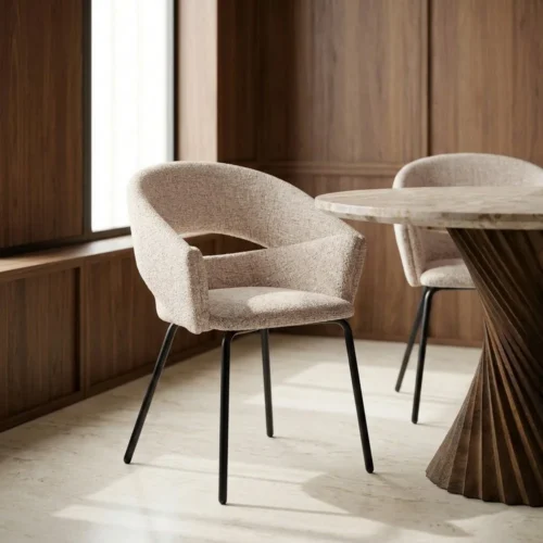 Chaises Ixia Lot 2 Chaises avec accoudoirs tissu beige Ixia 59 cm