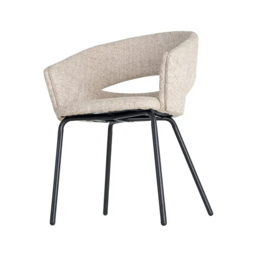 Lot 2 Chaises avec accoudoirs tissu beige Ixia 59 cm — vue 7