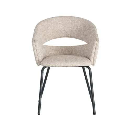 Lot 2 Chaises avec accoudoirs tissu beige Ixia 59 cm — vue 8
