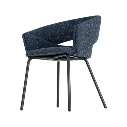 Lot 2 Chaises avec accoudoirs tissu bleu Ixia 59 cm — vue 7