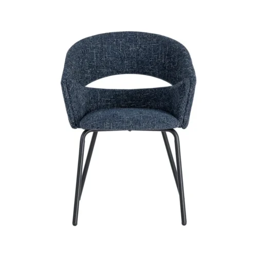Lot 2 Chaises avec accoudoirs tissu bleu Ixia 59 cm — vue 8