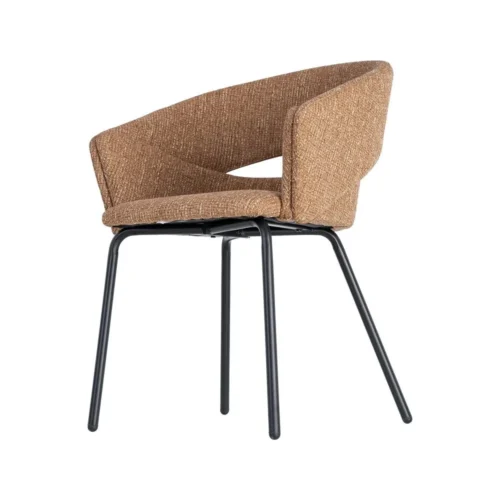 Lot 2 Chaises avec accoudoirs tissu moka Ixia 59 cm — vue 7