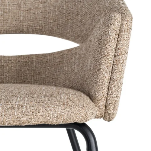 Lot 2 Chaises avec accoudoirs tissu taupe Ixia 59 cm — vue 3