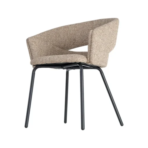 Lot 2 Chaises avec accoudoirs tissu taupe Ixia 59 cm — vue 7