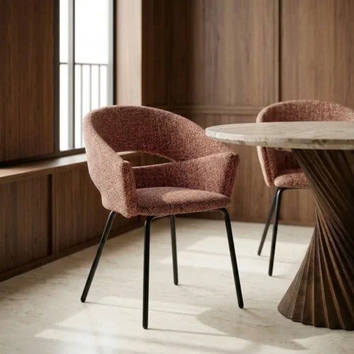 Chaises Ixia Lot 2 Chaises avec accoudoirs tissu terre cuite Ixia 59 cm