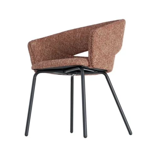 Lot 2 Chaises avec accoudoirs tissu terre cuite Ixia 59 cm — vue 7