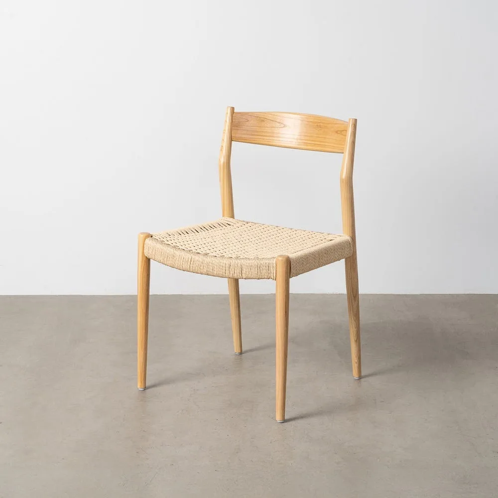 Lot 2 Chaises bois de frêne et corde de papier Ixia 53 cm