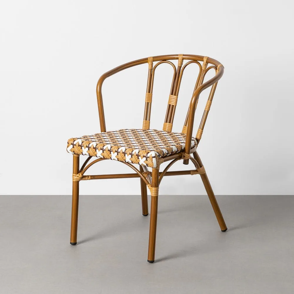 Lot 2 Chaises de jardin à accoudoirs aluminium et rotin synthétique Ixia 53 cm