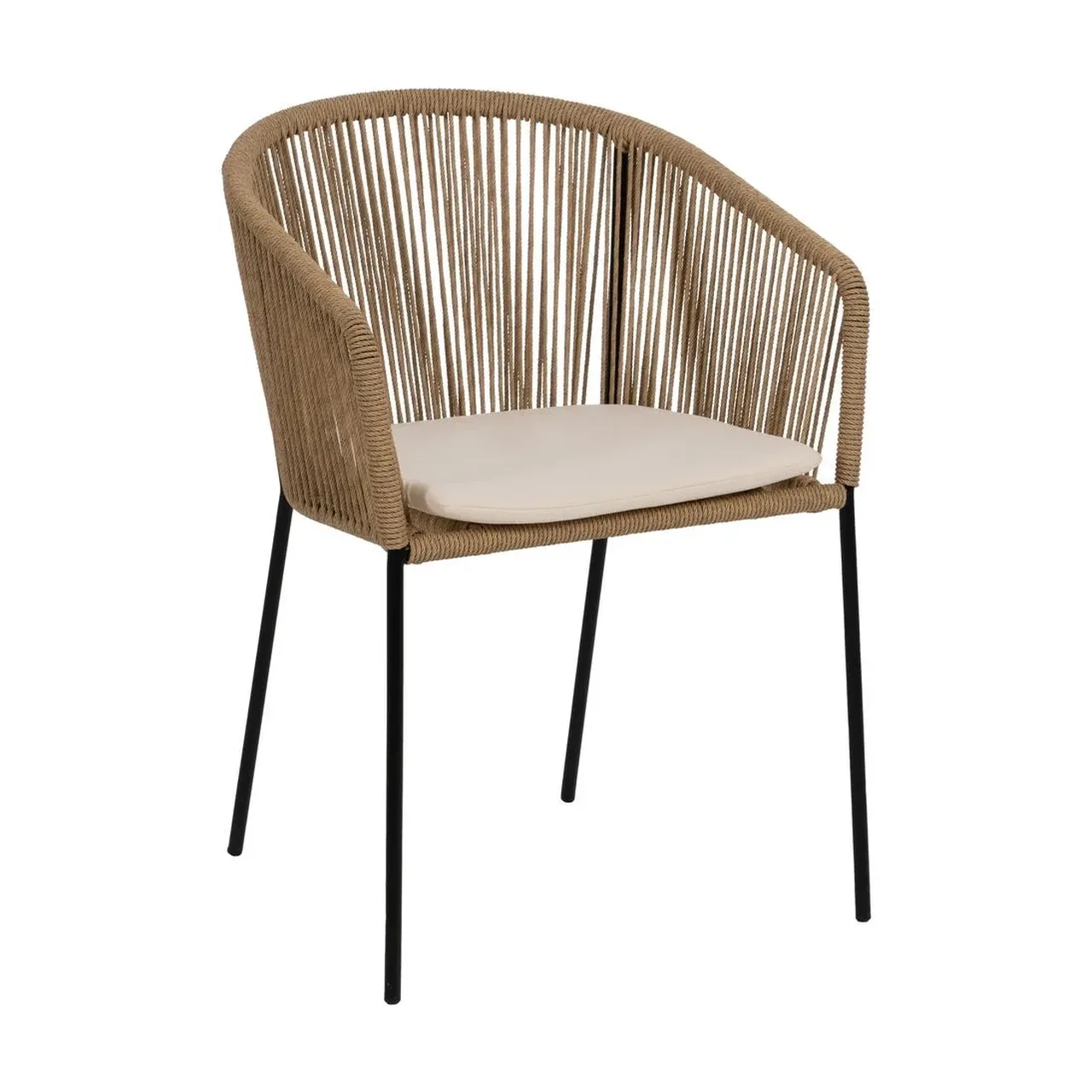 Lot 2 Chaises de jardin polyéthylène et acier teinte naturelle Ixia 55 cm