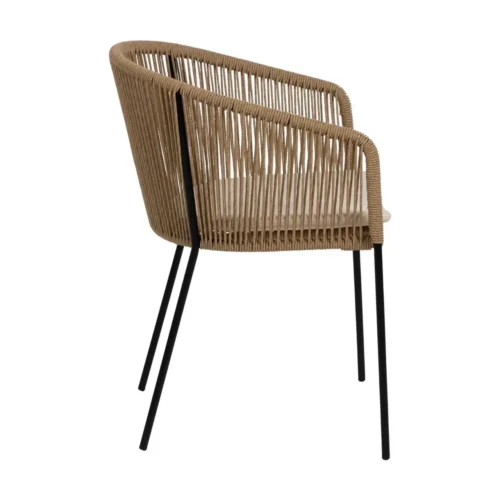 Lot 2 Chaises de jardin polyéthylène et acier teinte naturelle Ixia 55 cm — vue 2