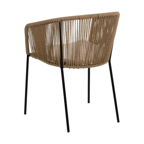 Lot 2 Chaises de jardin polyéthylène et acier teinte naturelle Ixia 55 cm — vue 3