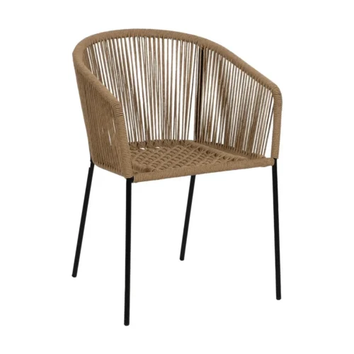 Lot 2 Chaises de jardin polyéthylène et acier teinte naturelle Ixia 55 cm — vue 4