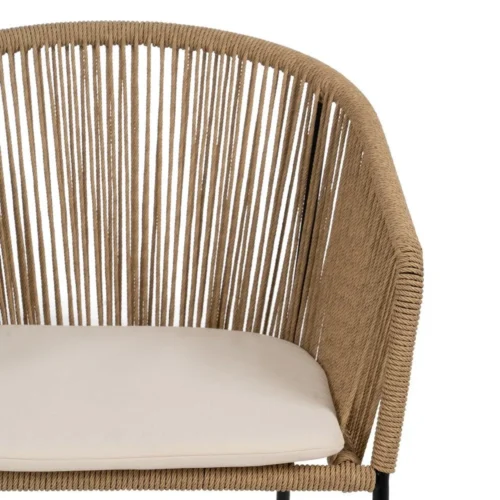 Lot 2 Chaises de jardin polyéthylène et acier teinte naturelle Ixia 55 cm — vue 5
