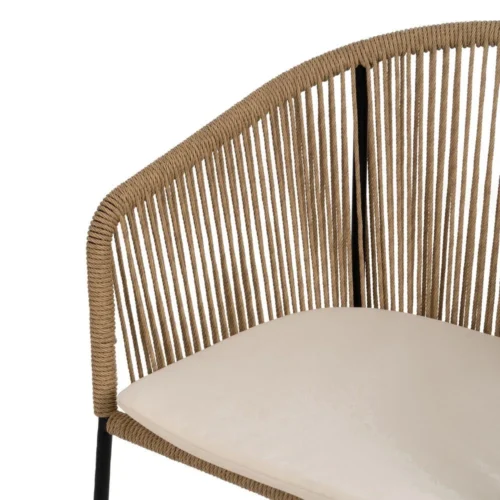 Lot 2 Chaises de jardin polyéthylène et acier teinte naturelle Ixia 55 cm — vue 6