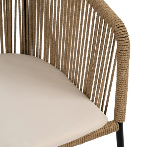 Lot 2 Chaises de jardin polyéthylène et acier teinte naturelle Ixia 55 cm — vue 9