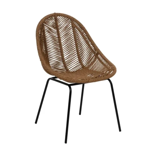 Lot 2 Chaises de jardin tressées naturel dossier corbeille Ixia 53 cm