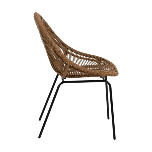 Lot 2 Chaises de jardin tressées naturel dossier corbeille Ixia 53 cm — vue 2