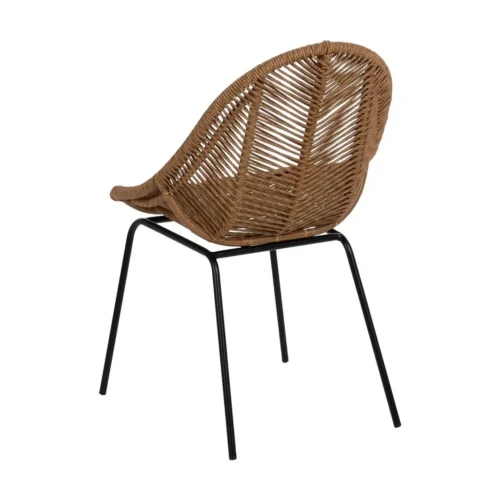 Lot 2 Chaises de jardin tressées naturel dossier corbeille Ixia 53 cm — vue 3