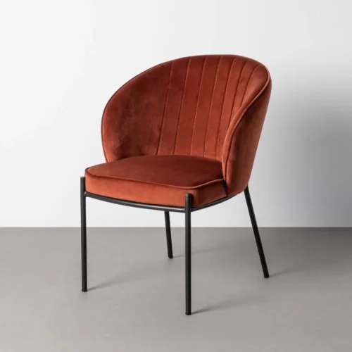 Lot 2 Chaises tapissées tissu terre cuite piètement métal Ixia 58 cm