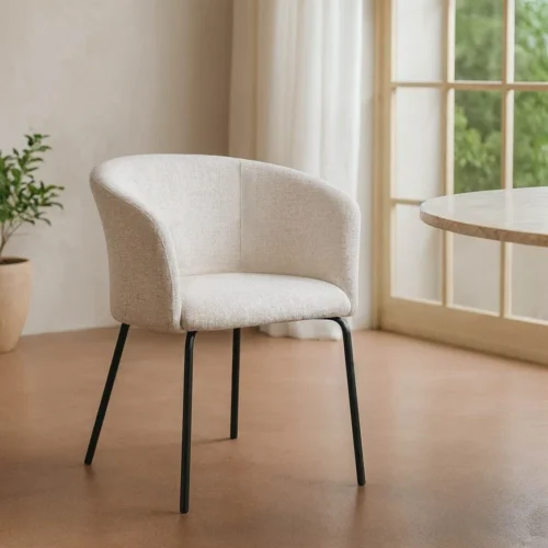 Lot 2 Chaises tissu avec accoudoirs piètement métal Ixia 61 cm