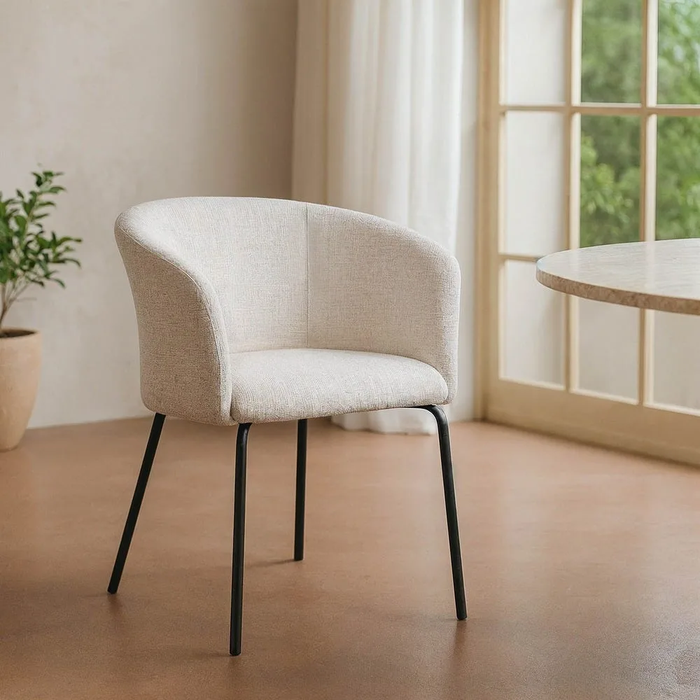 Lot 2 Chaises tissu avec accoudoirs piètement métal Ixia 61 cm