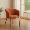 lot 2 chaises tissu avec accoudoirs pietement metal ixia 61 cm terre cuite 1