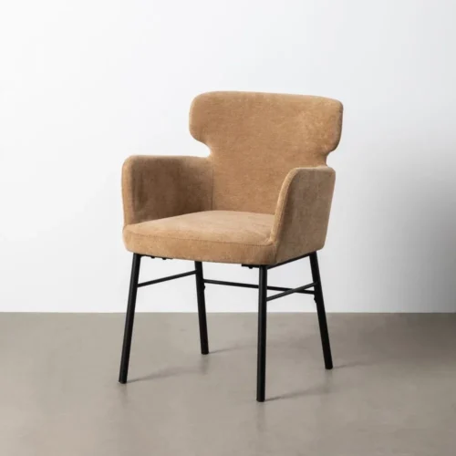 Lot 2 Chaises tissu beige accoudoirs piètement métal Ixia 59,5 cm — vue 2