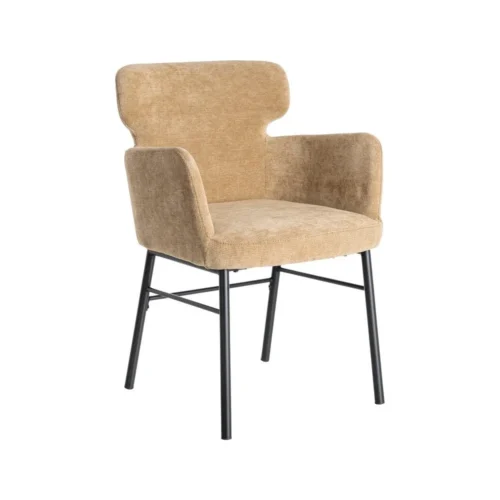 Lot 2 Chaises tissu beige accoudoirs piètement métal Ixia 59,5 cm — vue 3