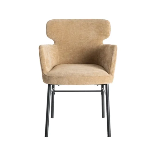Lot 2 Chaises tissu beige accoudoirs piètement métal Ixia 59,5 cm — vue 4