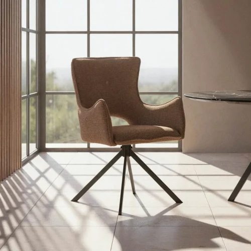 Lot 2 Chaises tissu beige piètement métal Ixia 58,5 cm