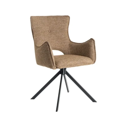 Lot 2 Chaises tissu beige piètement métal Ixia 58,5 cm — vue 3