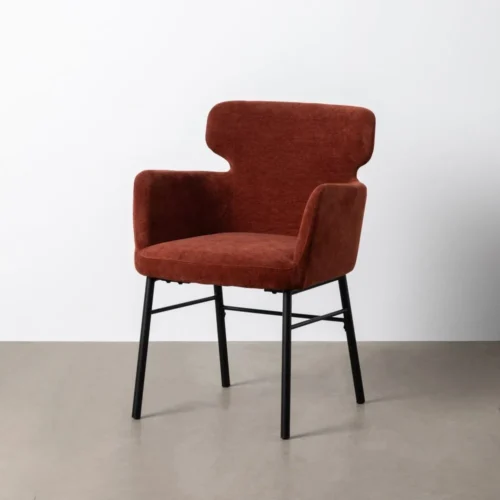 Lot 2 Chaises tissu bordeaux accoudoirs piètement métal Ixia 59,5 cm — vue 2