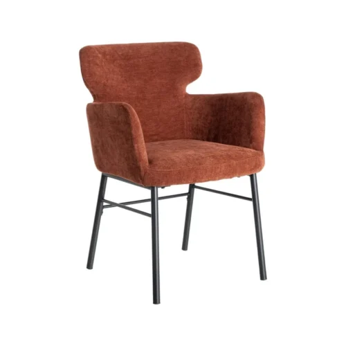 Lot 2 Chaises tissu bordeaux accoudoirs piètement métal Ixia 59,5 cm — vue 3