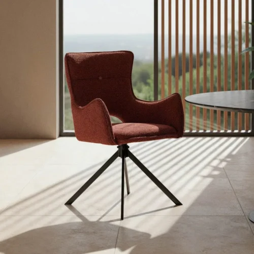 Lot 2 Chaises tissu bordeaux piètement métal Ixia 58,5 cm