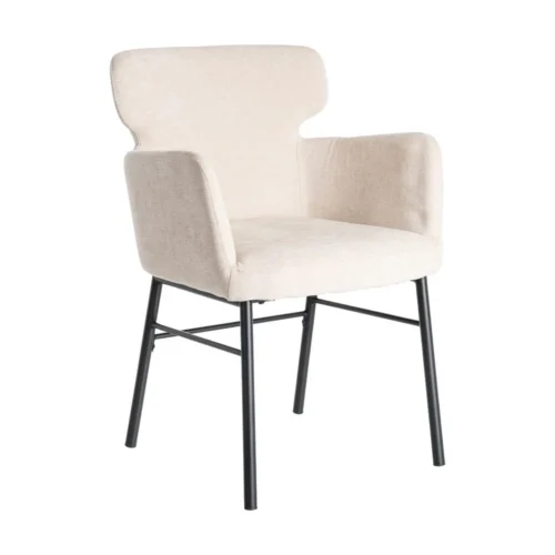 Lot 2 Chaises tissu crème accoudoirs piètement métal Ixia 59,5 cm — vue 3