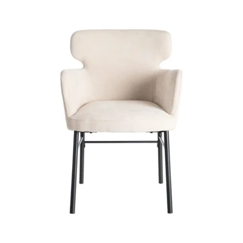 Lot 2 Chaises tissu crème accoudoirs piètement métal Ixia 59,5 cm — vue 4