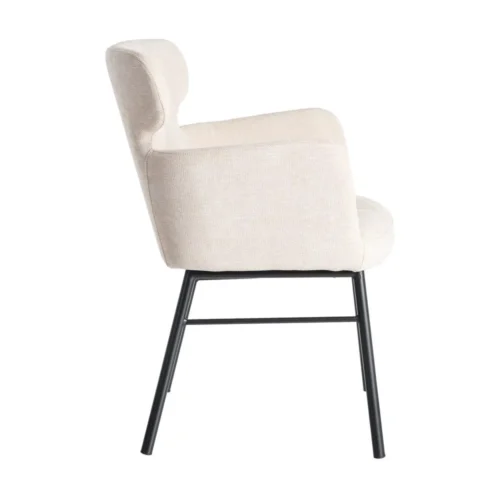 Lot 2 Chaises tissu crème accoudoirs piètement métal Ixia 59,5 cm — vue 5