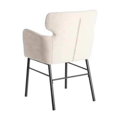 Lot 2 Chaises tissu crème accoudoirs piètement métal Ixia 59,5 cm — vue 6