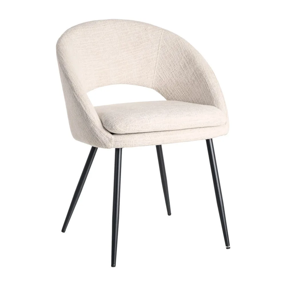 Lot 2 Chaises tissu crème déhoussable piètement fer noir Ixia 58 cm
