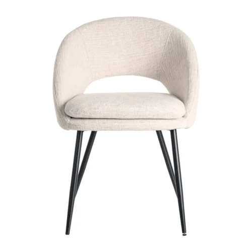 Lot 2 Chaises tissu crème déhoussable piètement fer noir Ixia 58 cm — vue 2
