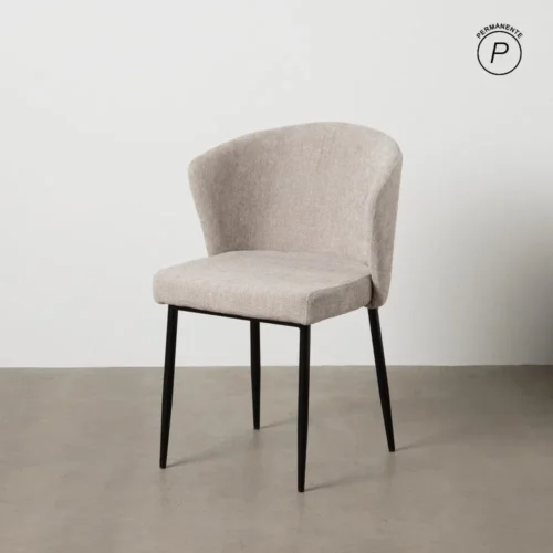 Lot 2 Chaises tissu gris piètement métal Ixia 52 cm