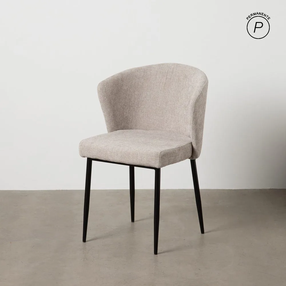 Lot 2 Chaises tissu gris piètement métal Ixia 52 cm
