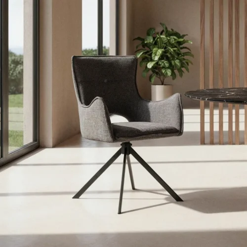 Lot 2 Chaises tissu gris piètement métal Ixia 58,5 cm