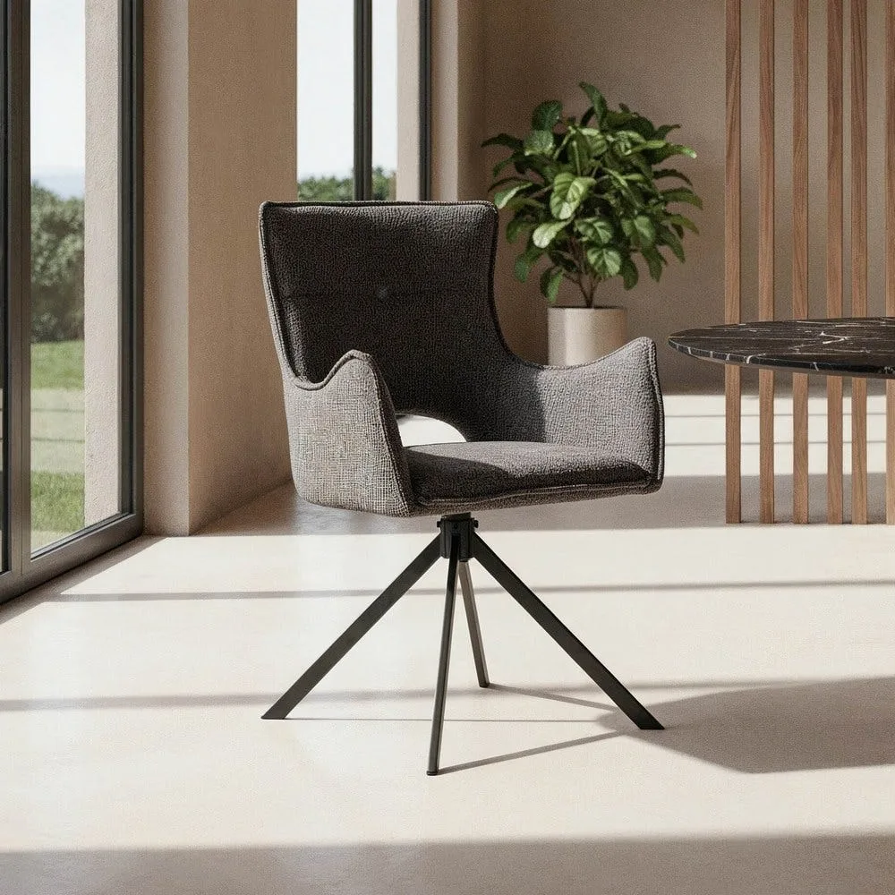 Lot 2 Chaises tissu gris piètement métal Ixia 58,5 cm