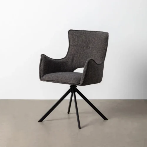 Lot 2 Chaises tissu gris piètement métal Ixia 58,5 cm — vue 2