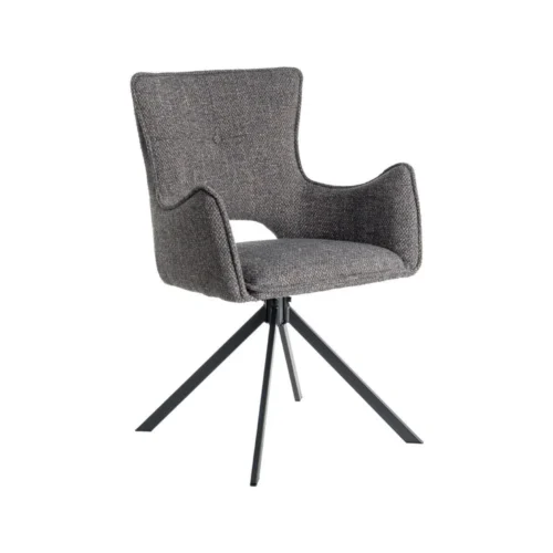 Lot 2 Chaises tissu gris piètement métal Ixia 58,5 cm — vue 3