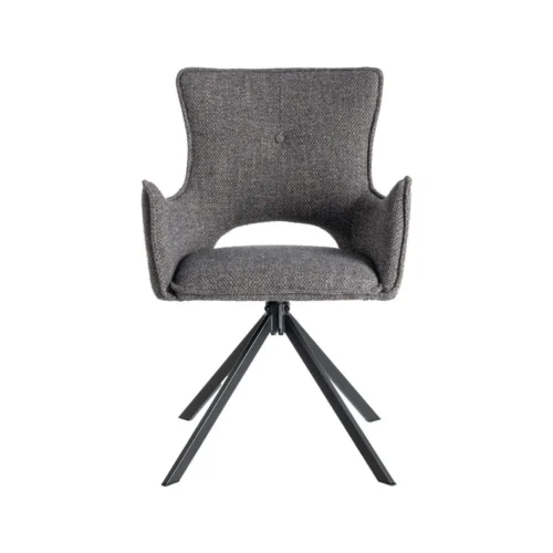 Lot 2 Chaises tissu gris piètement métal Ixia 58,5 cm — vue 4