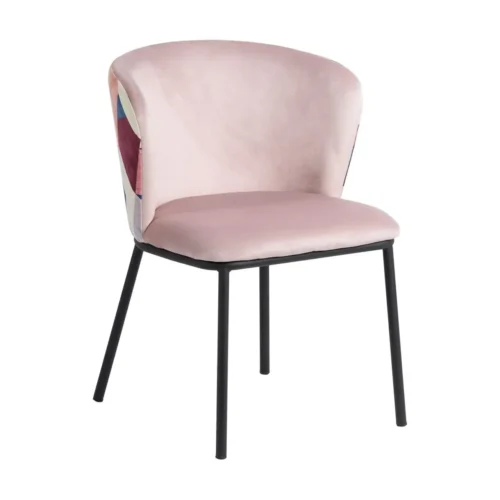 Chaises Ixia Lot 2 Chaises tissu rose dessin abstrait Ixia 58 cm
