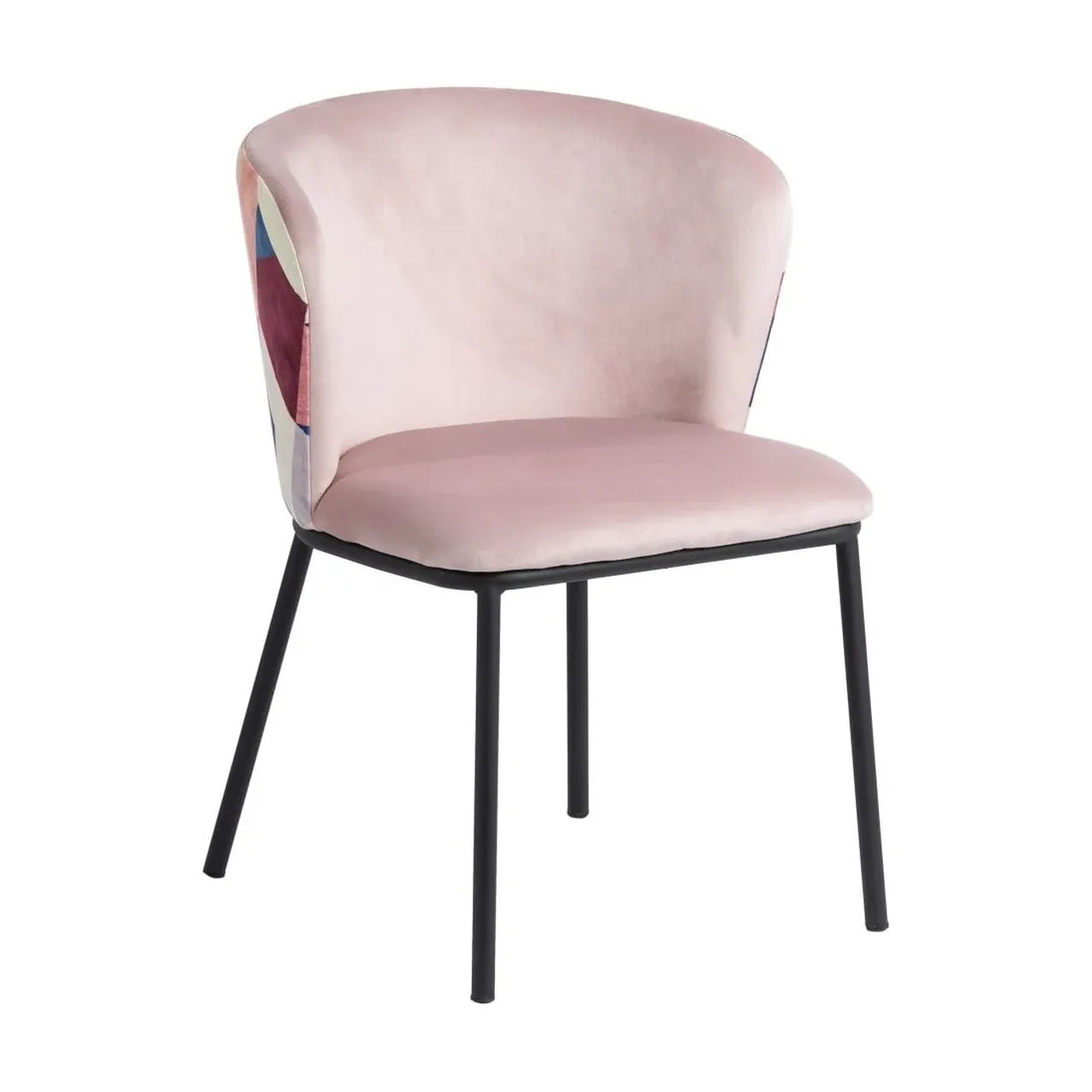 Lot 2 Chaises tissu rose dessin abstrait Ixia 58 cm
