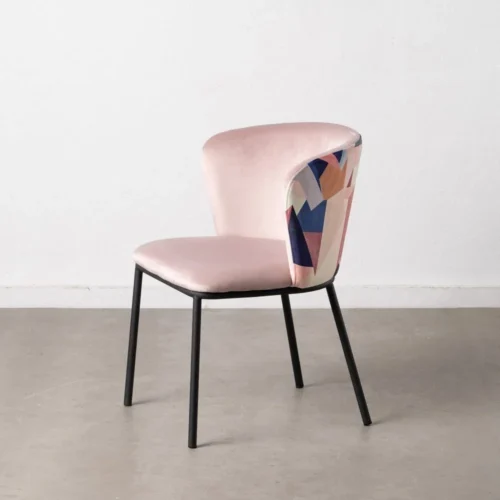 Lot 2 Chaises tissu rose dessin abstrait Ixia 58 cm — vue 2